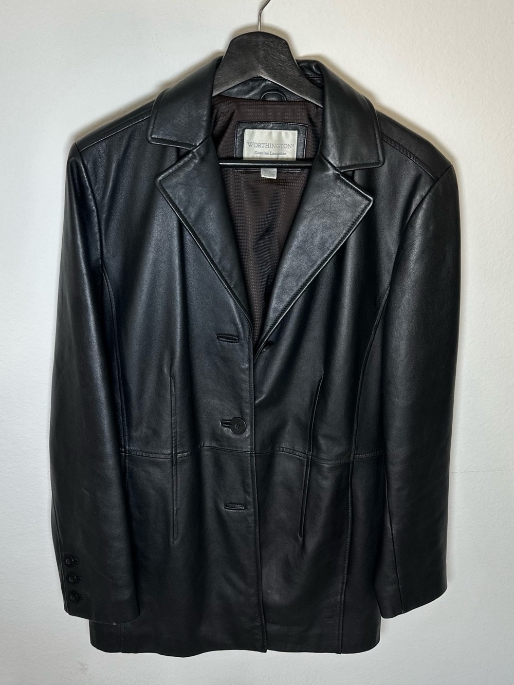 Worthington Black Men's Leather Pea Coat